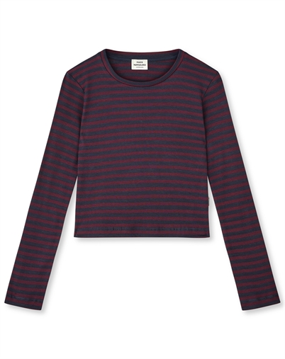 Mads Nørgaard Kids - 2x2 Cotton Stripe Tikka Langarmshirt - Sky Captain/Winetasting